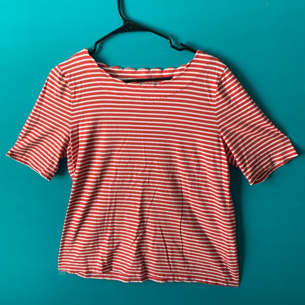 Womens Red (L) Striped Tshirt